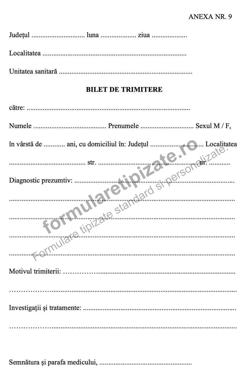 Bilet de trimitere