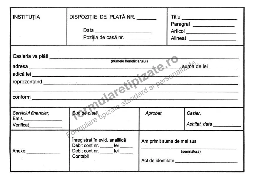 Dispoziție de plată/încasare