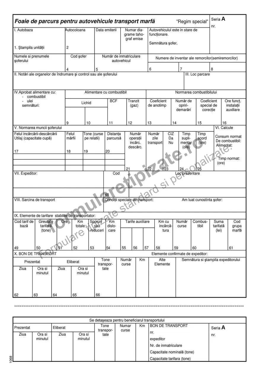Foaie de parcurs - marfă