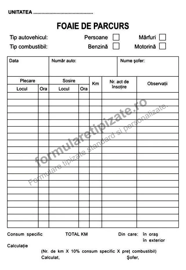 Foaie de parcurs - persoane