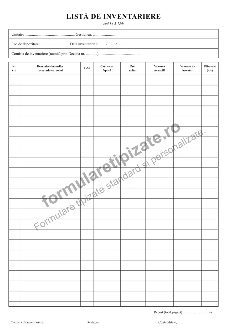Listă de inventariere