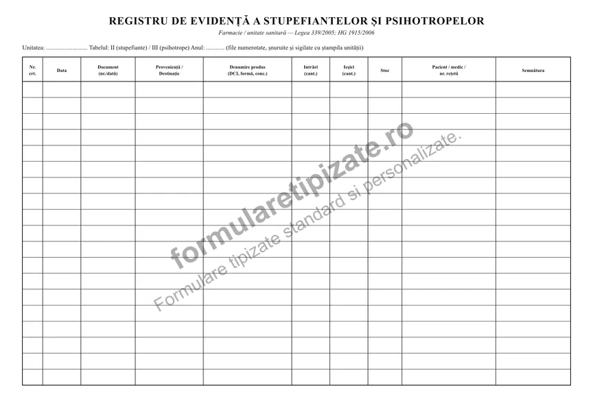 Registru de evidență a stupefiantelor și psihotropelor